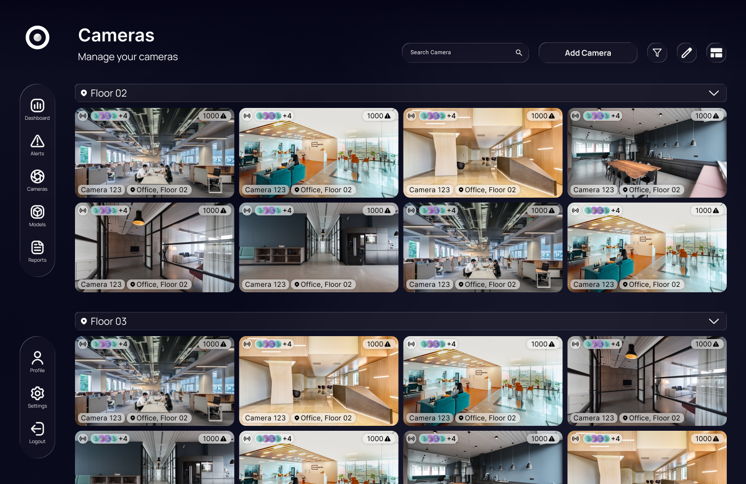 Camera health dashboard