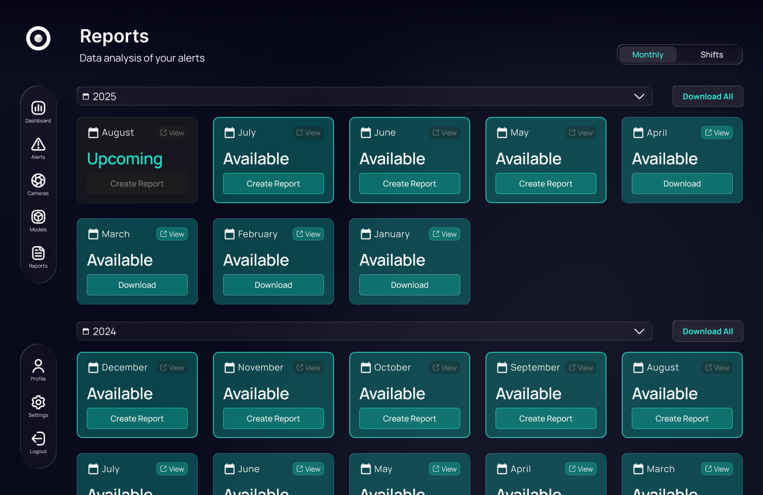 Automated reporting UI